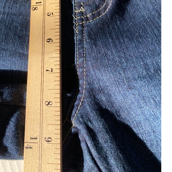 Elite Womens Blue Denim Biker Studded Straight Leg Punk Mid-Rise Jeans Size 7/8 - Picture 9 of 9